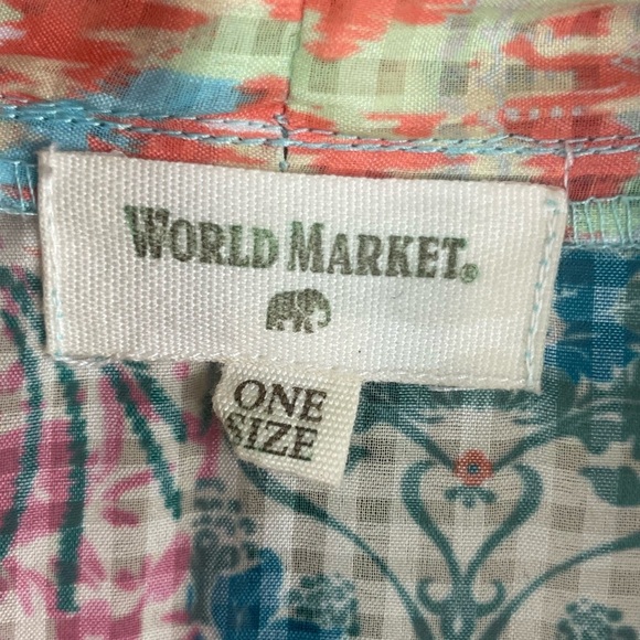 World Market Patchwork Floral Short Sleeve Pastel Open Front Kimono Cardigan - Picture 3 of 9